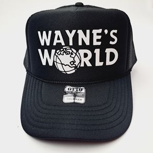 Wayne's World Foam Trucker Mesh Snapback Hat Cap Black HTV